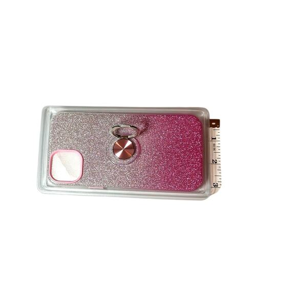 I phone 14 plus Cell phone case pink sparkle with ring holder kickstand slim - Picture 4 of 6